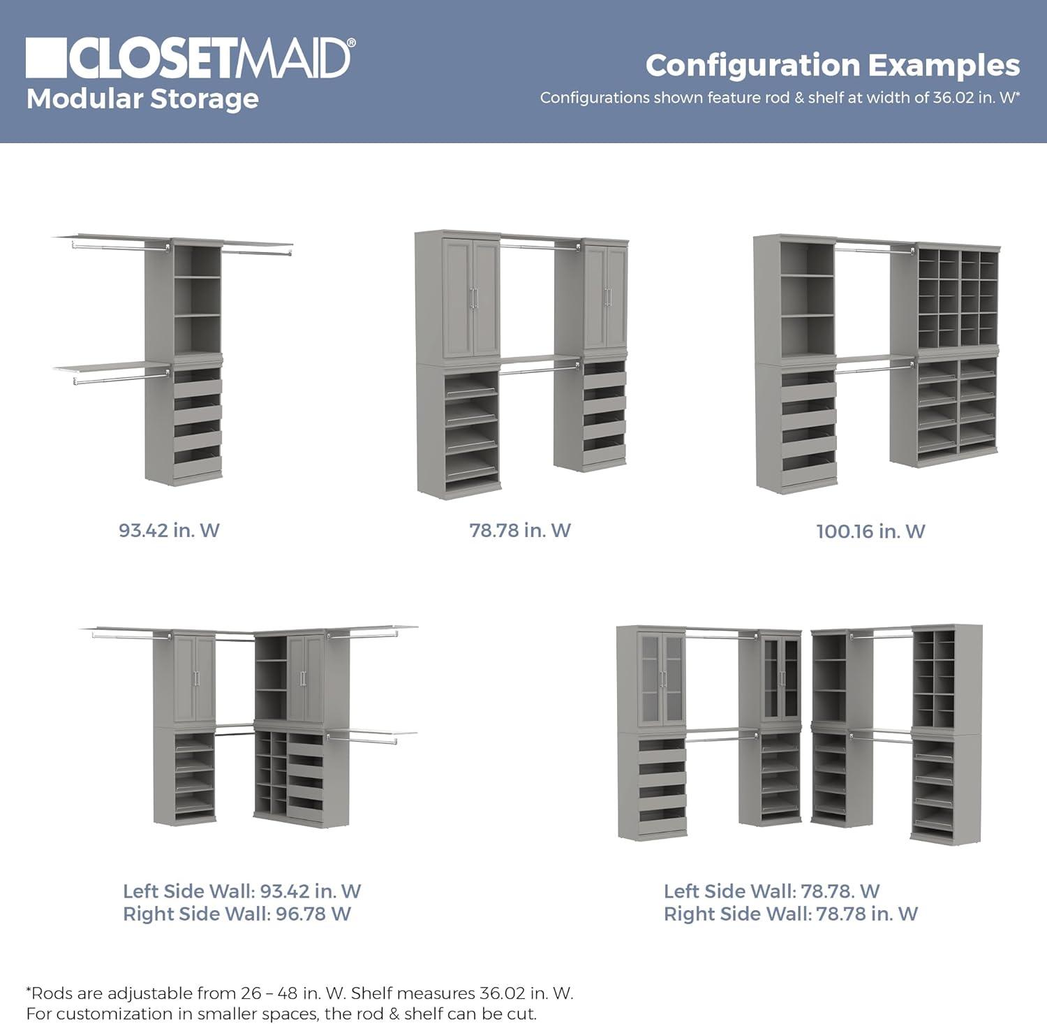 imageClosetMaid Modular Storage Pair Set 2 Glass Pane Doors Wood Closet Organizer Shaker Style Add On Accessory for Shelf Units White 3488quot H x 2102quot W x 181quot DTaupe