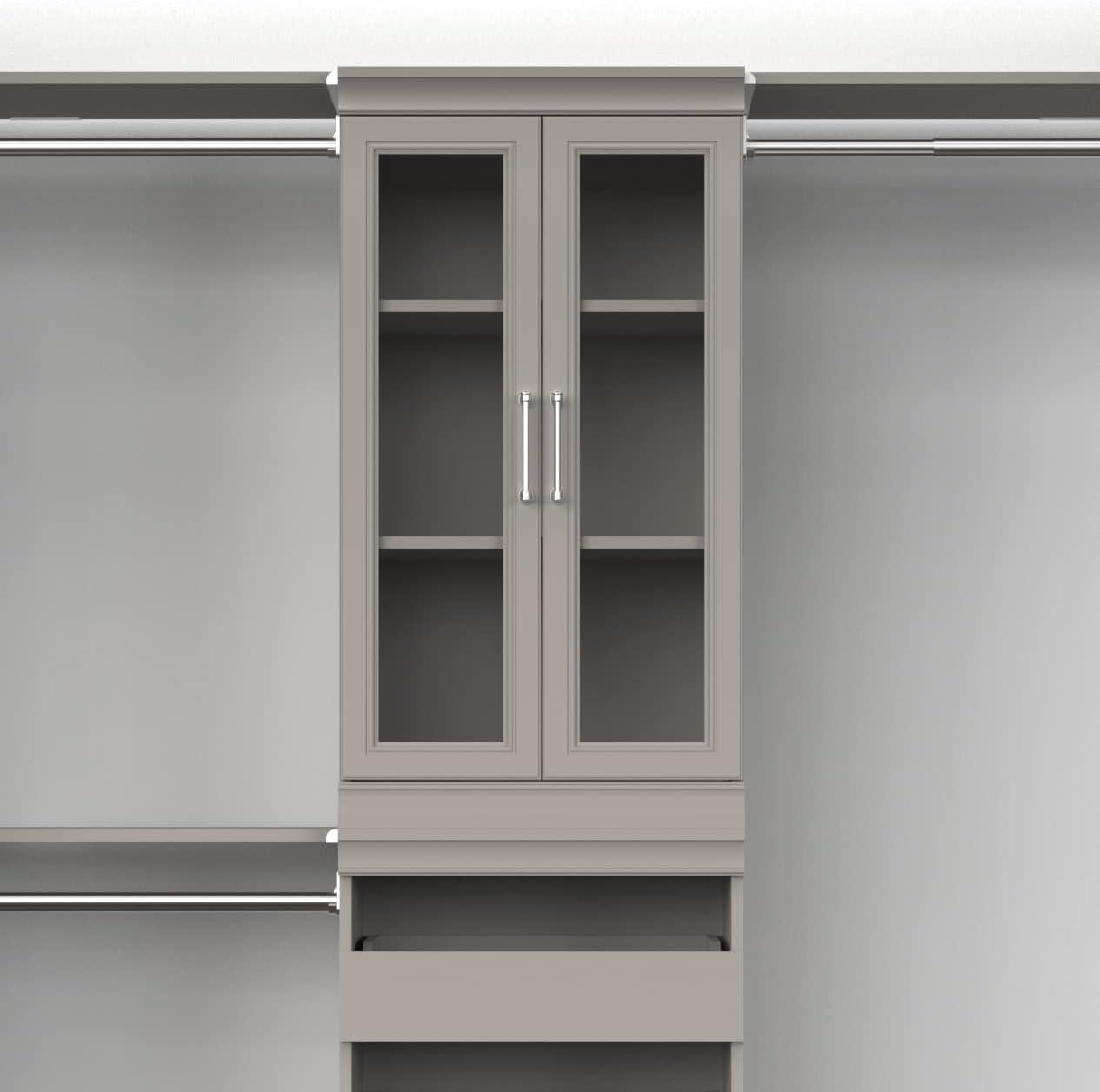 imageClosetMaid Modular Storage Pair Set 2 Glass Pane Doors Wood Closet Organizer Shaker Style Add On Accessory for Shelf Units White 3488quot H x 2102quot W x 181quot DTaupe