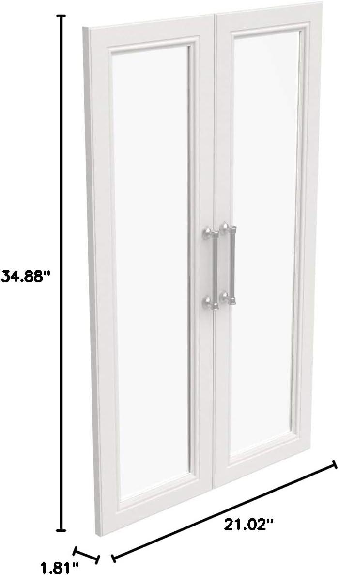 imageClosetMaid Modular Storage Pair Set 2 Glass Pane Doors Wood Closet Organizer Shaker Style Add On Accessory for Shelf Units White 3488quot H x 2102quot W x 181quot DWhite