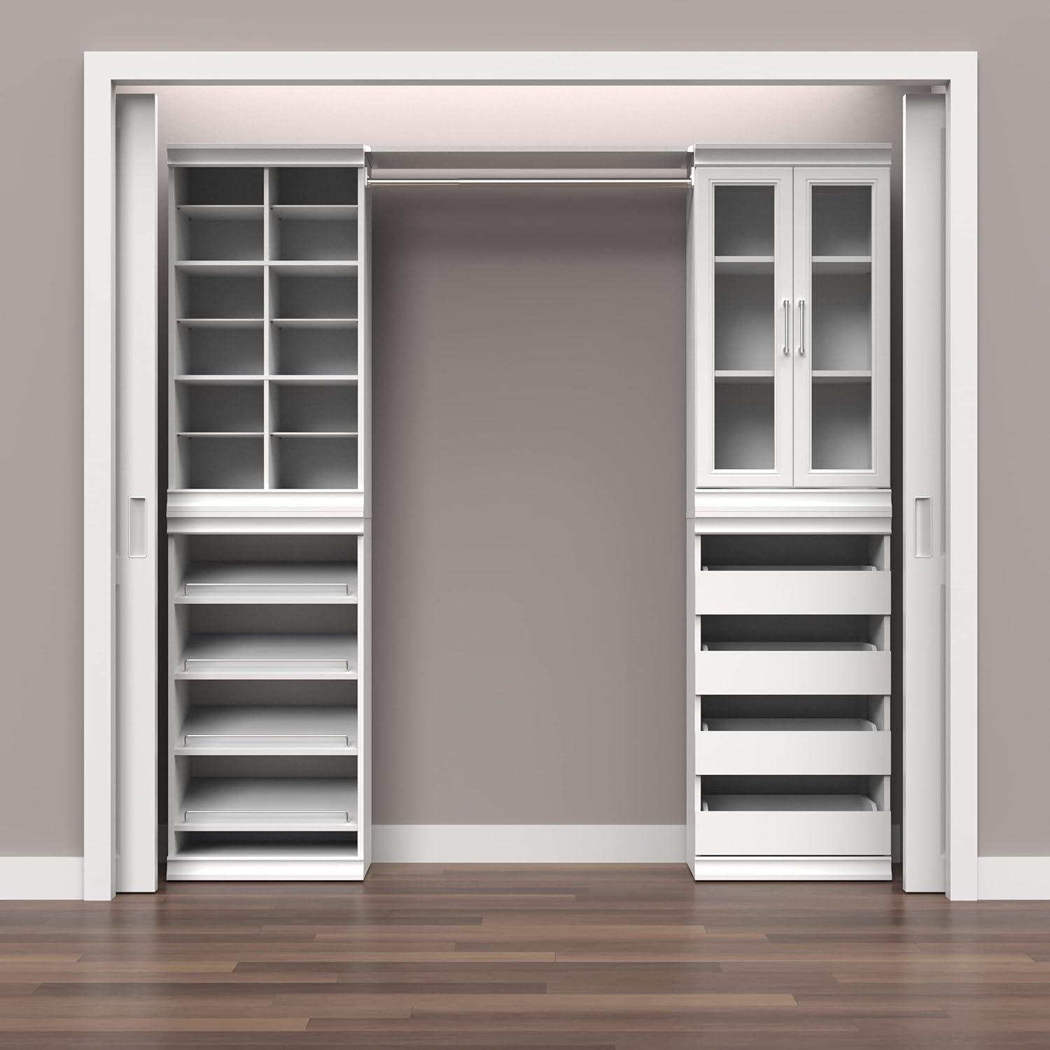 imageClosetMaid Modular Storage Pair Set 2 Glass Pane Doors Wood Closet Organizer Shaker Style Add On Accessory for Shelf Units White 3488quot H x 2102quot W x 181quot DWhite