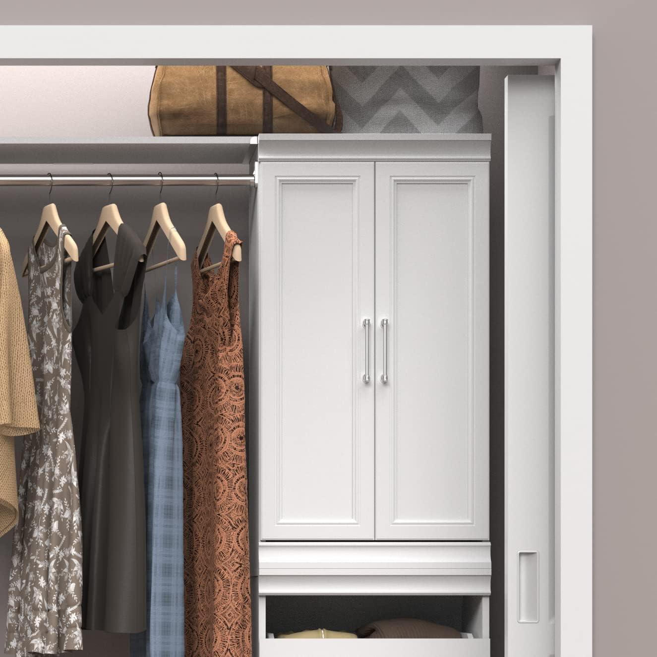 imageClosetMaid Modular Storage Pair Set Wood Closet Organizer Shaker Style Add On Accessory for Shelf Units White Solid 2Door KitWhite