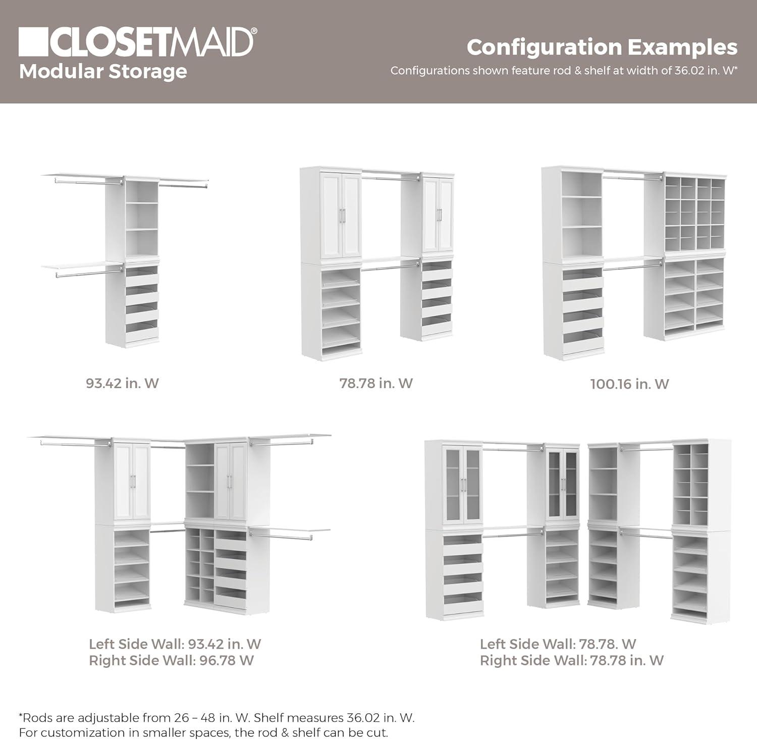 imageClosetMaid Modular Storage Pair Set Wood Closet Organizer Shaker Style Add On Accessory for Shelf Units White Solid 2Door KitWhite