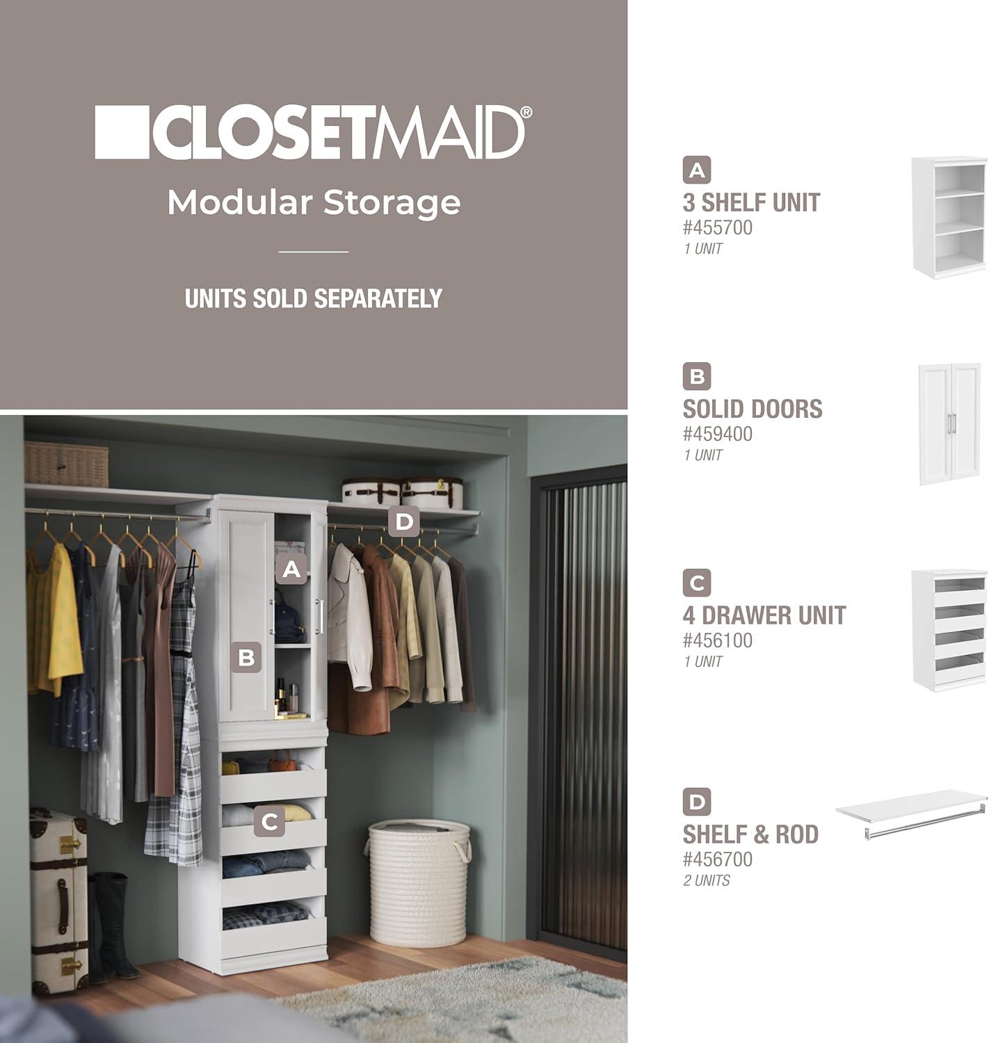 imageClosetMaid Modular Storage Pair Set Wood Closet Organizer Shaker Style Add On Accessory for Shelf Units White Solid 2Door KitWhite