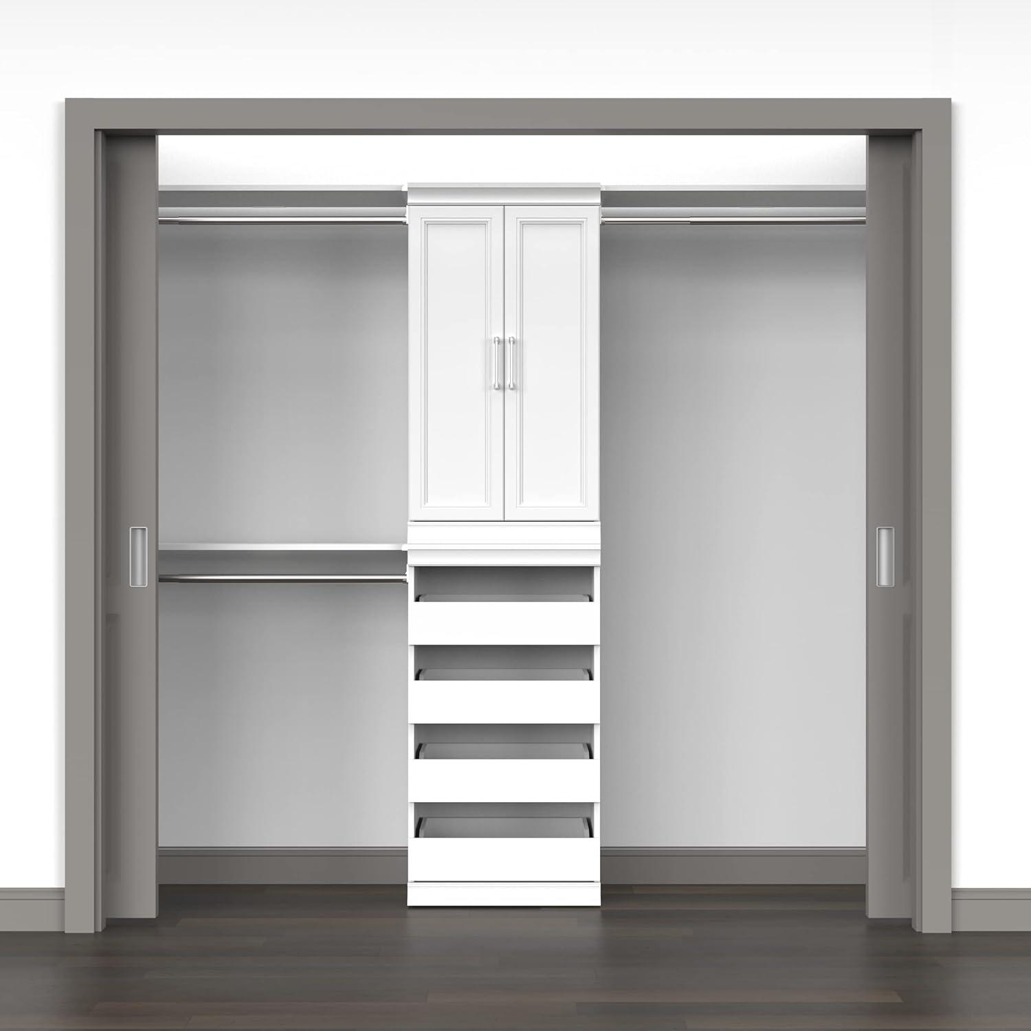 imageClosetMaid Modular Storage Pair Set Wood Closet Organizer Shaker Style Add On Accessory for Shelf Units White Solid 2Door KitWhite