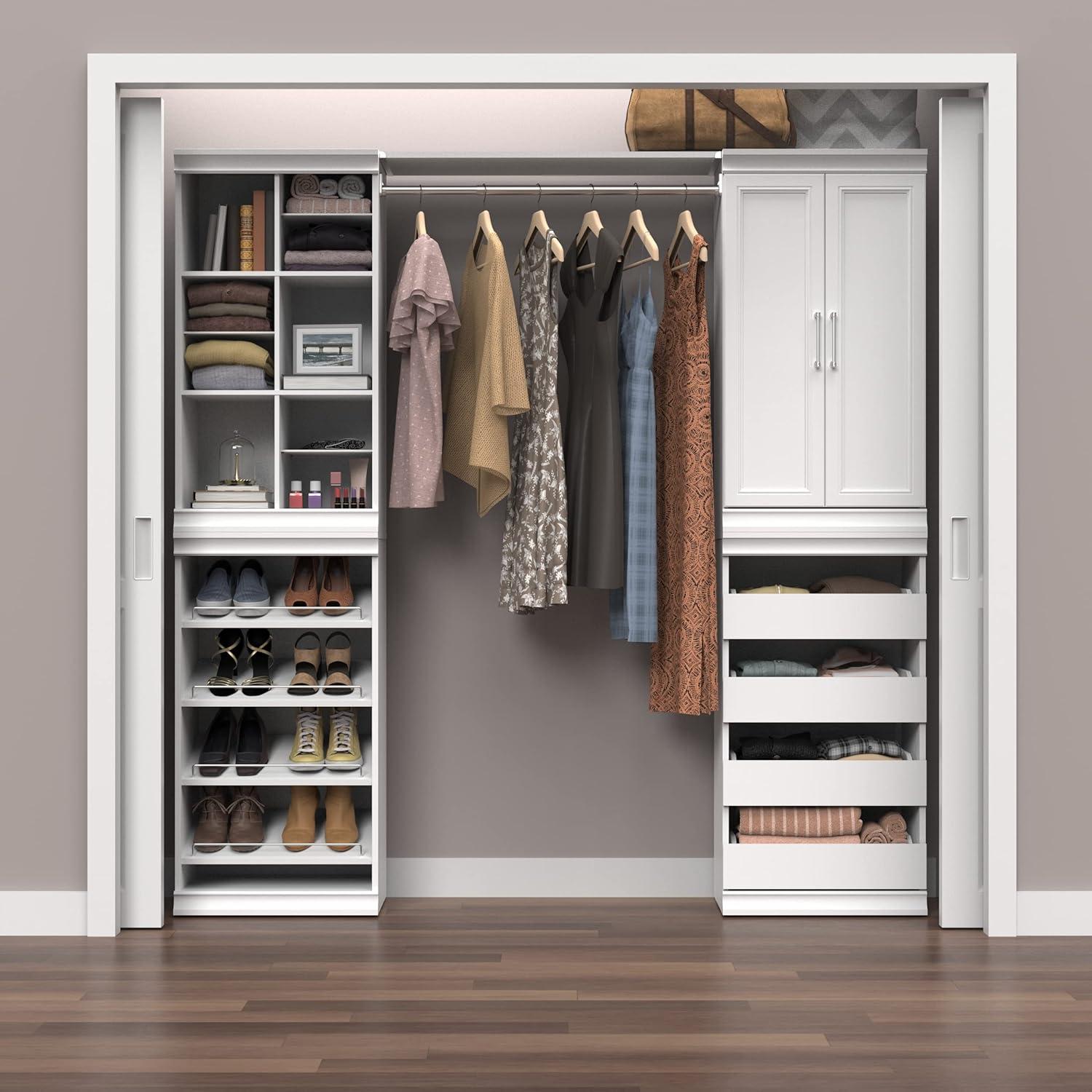 imageClosetMaid Modular Storage Pair Set Wood Closet Organizer Shaker Style Add On Accessory for Shelf Units White Solid 2Door KitWhite