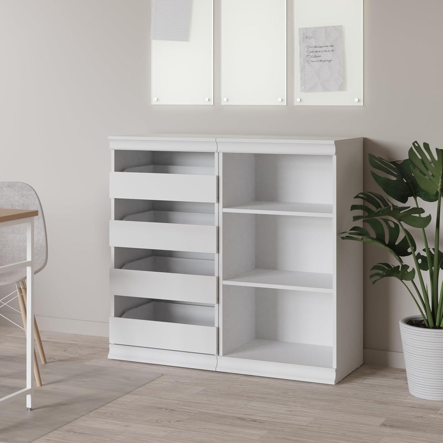 imageClosetMaid Modular Storage Unit with 4 Drawers Wood Closet Organizer Stacking Full Backer Storage Decorative Trim WhiteWhite