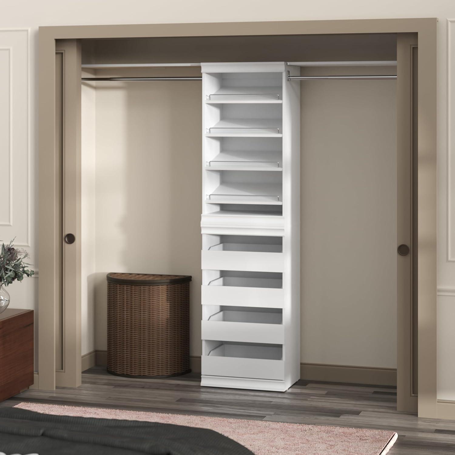 imageClosetMaid Modular Storage Unit with 4 Drawers Wood Closet Organizer Stacking Full Backer Storage Decorative Trim WhiteWhite