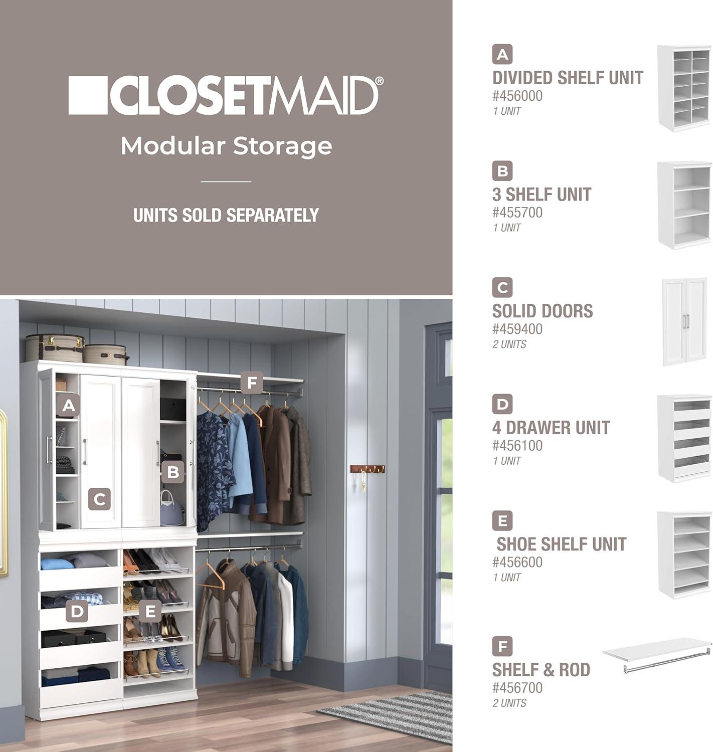 imageClosetMaid Modular Storage Unit with 4 Drawers Wood Closet Organizer Stacking Full Backer Storage Decorative Trim WhiteWhite