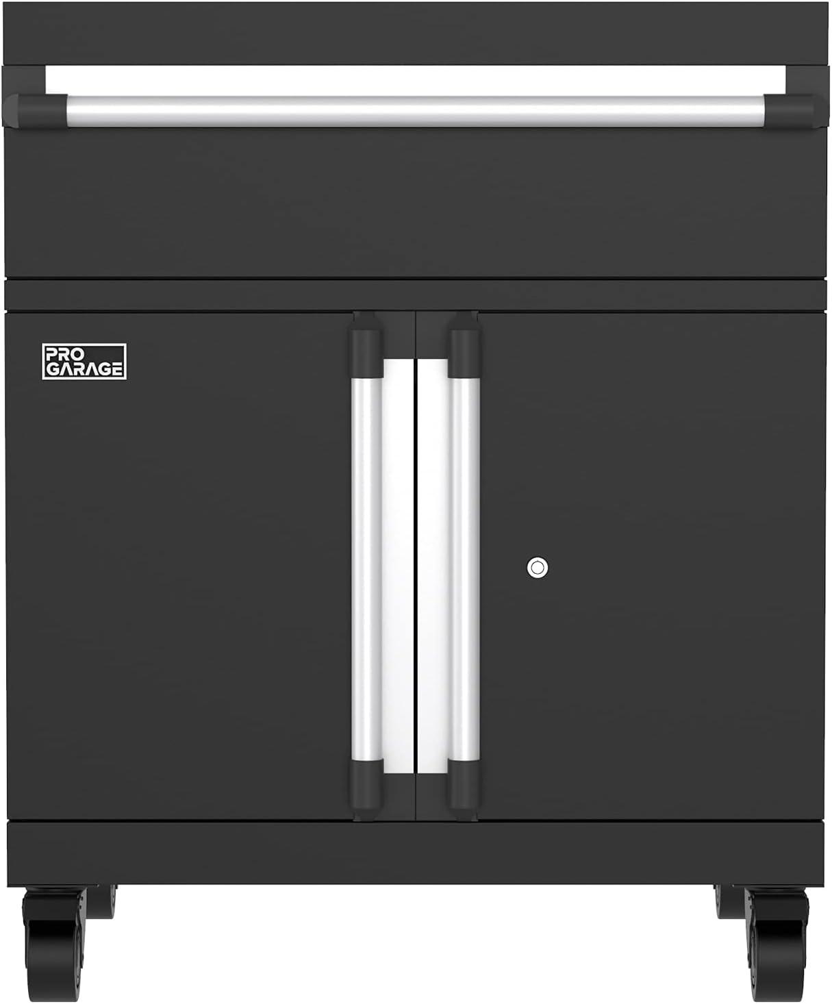 imageClosetMaid ProGarage Base Cabinet with Wheels Drawer Two Doors Lock and Shelf for Garage Storage Heavy Duty Steel Black
