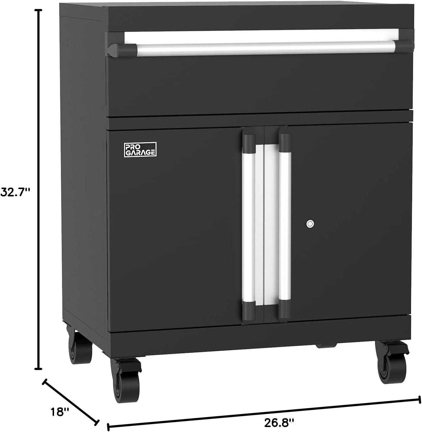 imageClosetMaid ProGarage Base Cabinet with Wheels Drawer Two Doors Lock and Shelf for Garage Storage Heavy Duty Steel Black