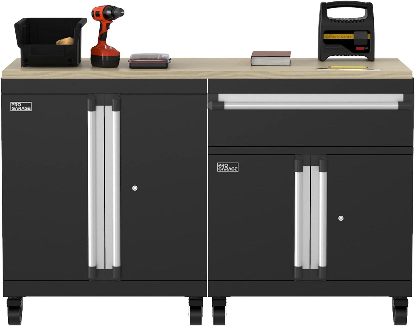 imageClosetMaid ProGarage Base Cabinet with Wheels Drawer Two Doors Lock and Shelf for Garage Storage Heavy Duty Steel Black