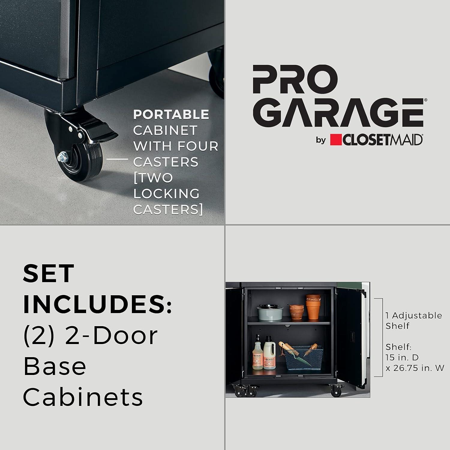 imageClosetMaid ProGarage Garage Storage Cabinets ampamp Workbench Table 3Piece Set Custom Durable Adjustable Steel Construction Black