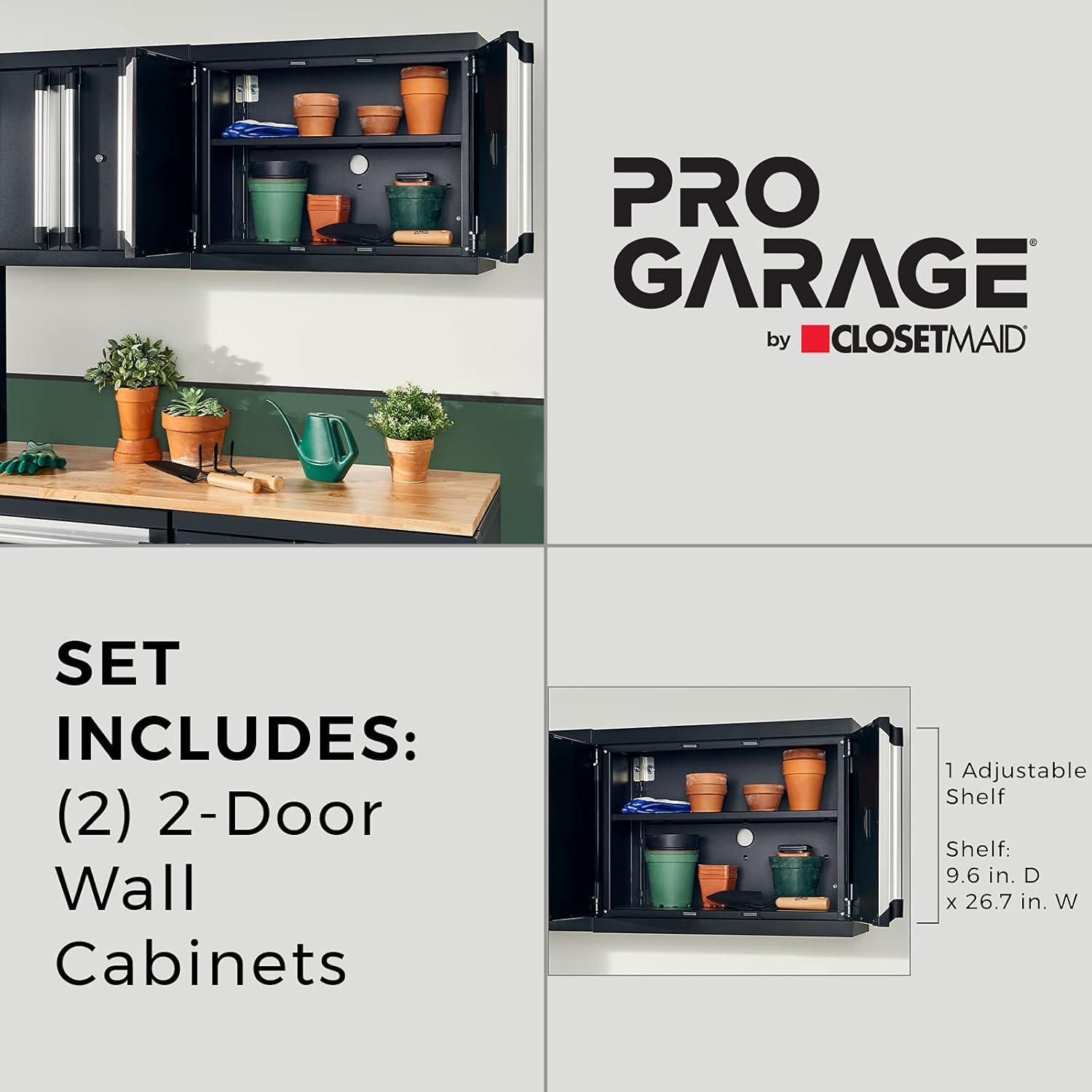 imageClosetMaid ProGarage Garage Storage Top 6Piece Custom Durable Adjustable Steel Construction Black 6 Cabinet ampamp Workbench Set