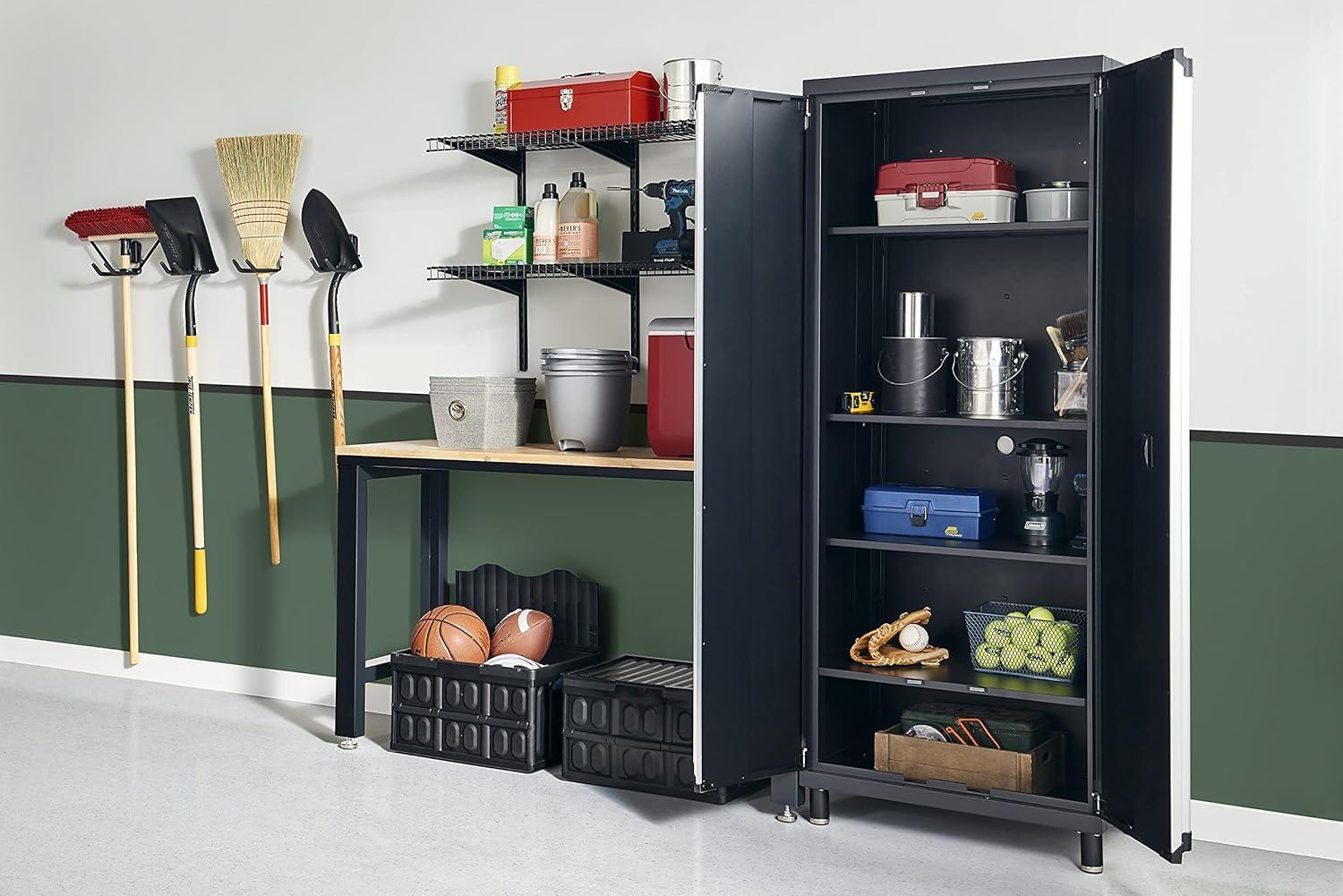 imageClosetMaid ProGarage Tall Cabinet with Two Doors Lock and Adjustable Shelves for Garage Storage Heavy Duty Steel Black