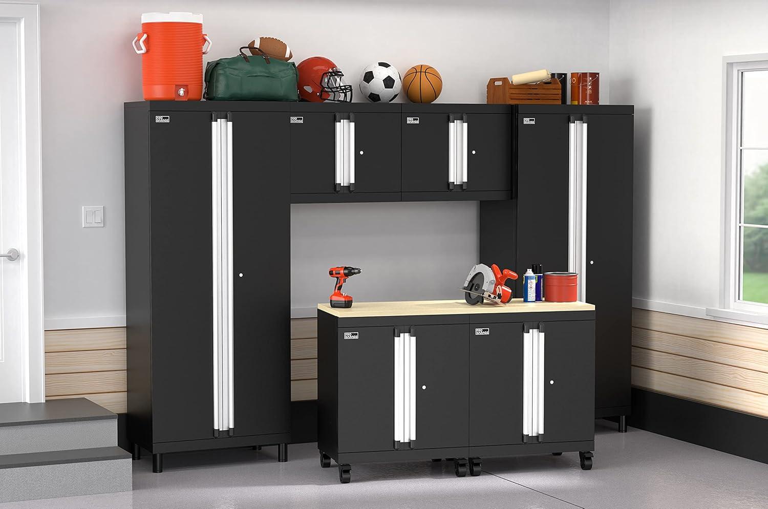 imageClosetMaid ProGarage Wall Cabinet with Two Doors Lock and Shelf for Garage Storage Heavy Duty Steel Black