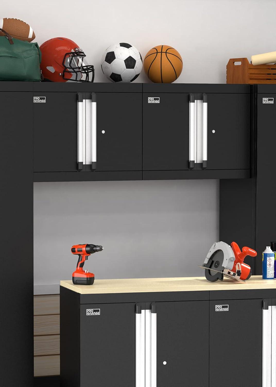 imageClosetMaid ProGarage Wall Cabinet with Two Doors Lock and Shelf for Garage Storage Heavy Duty Steel Black