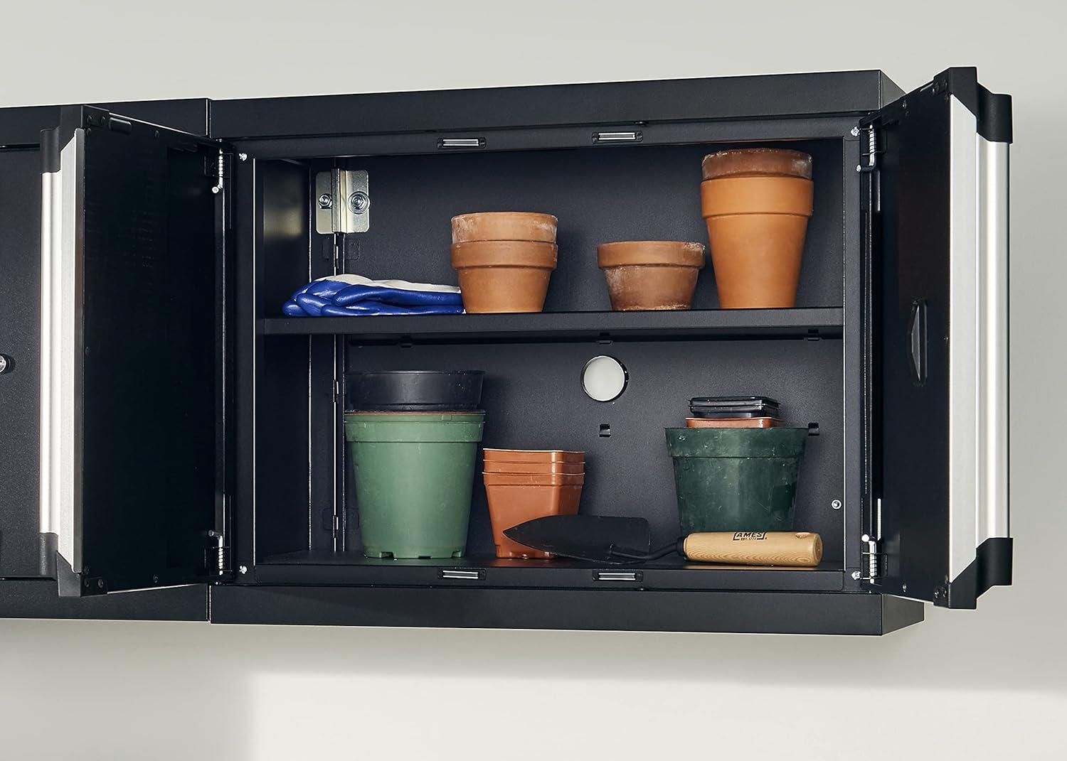 imageClosetMaid ProGarage Wall Cabinet with Two Doors Lock and Shelf for Garage Storage Heavy Duty Steel Black