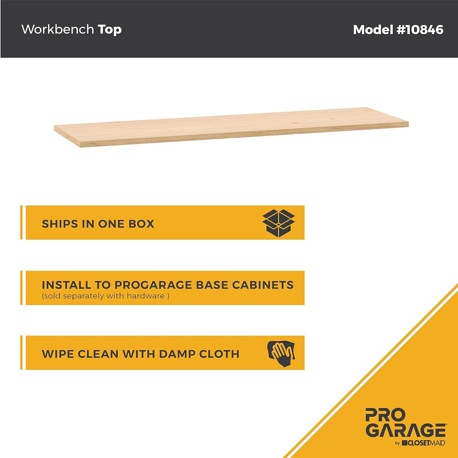 imageClosetMaid ProGarage Workbench Top Heavy Duty Rubberwood Scratch Resistant Durable for Garage or Workshop