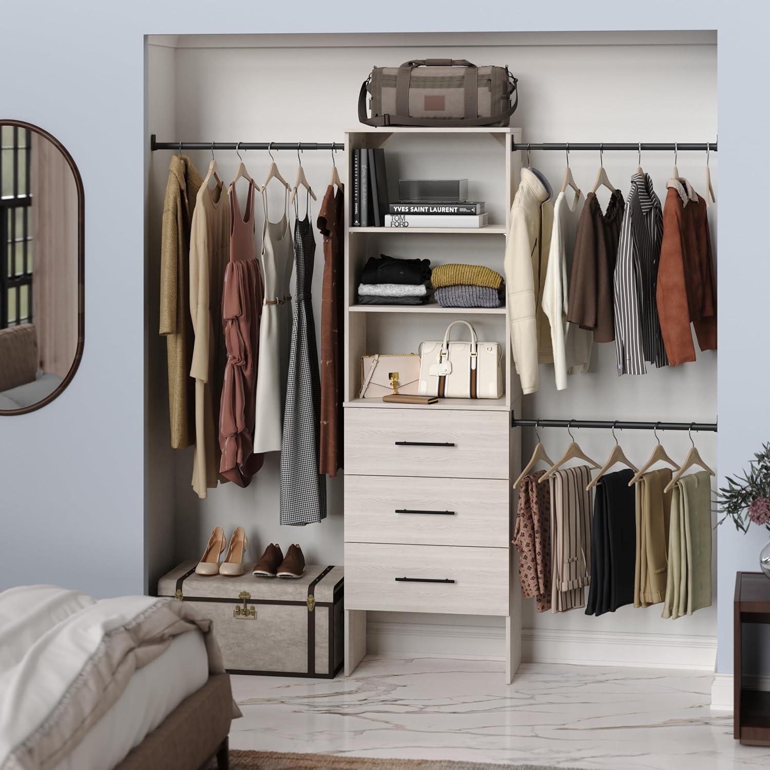 imageClosetMaid SuiteSymphony 25Inch Closet System Tower with 3 Drawers and 2 Shelves White Timber