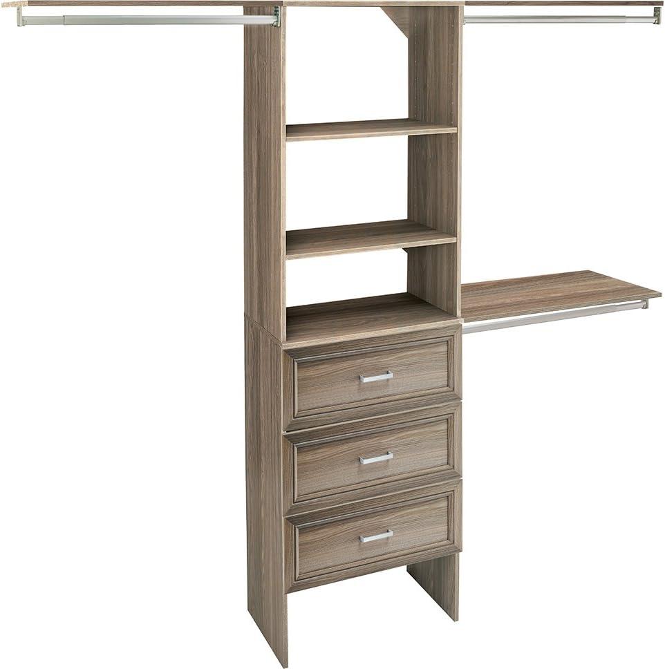 imageClosetMaid SuiteSymphony Closet Organizer with Shelves and 3 Drawers 25InchNatural Gray