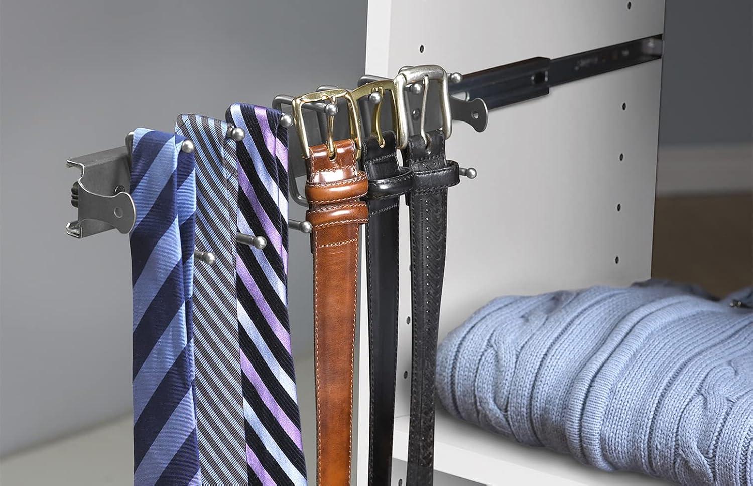 imageClosetMaid SuiteSymphony Tie Belt or Jewelry Rack Sliding Slide Out Closet Organizer 14 Hooks Wall Mount or Add On Accessory Satin NickelSatin Nickel