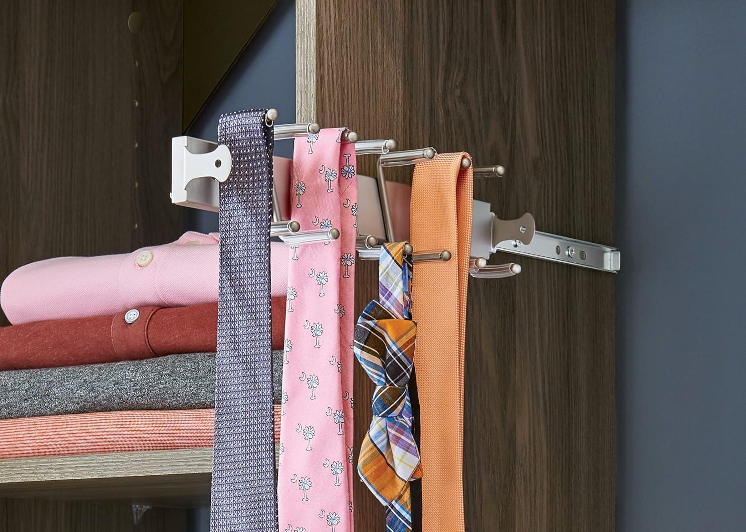 imageClosetMaid SuiteSymphony Tie Belt or Jewelry Rack Sliding Slide Out Closet Organizer 14 Hooks Wall Mount or Add On Accessory Satin NickelSatin Nickel