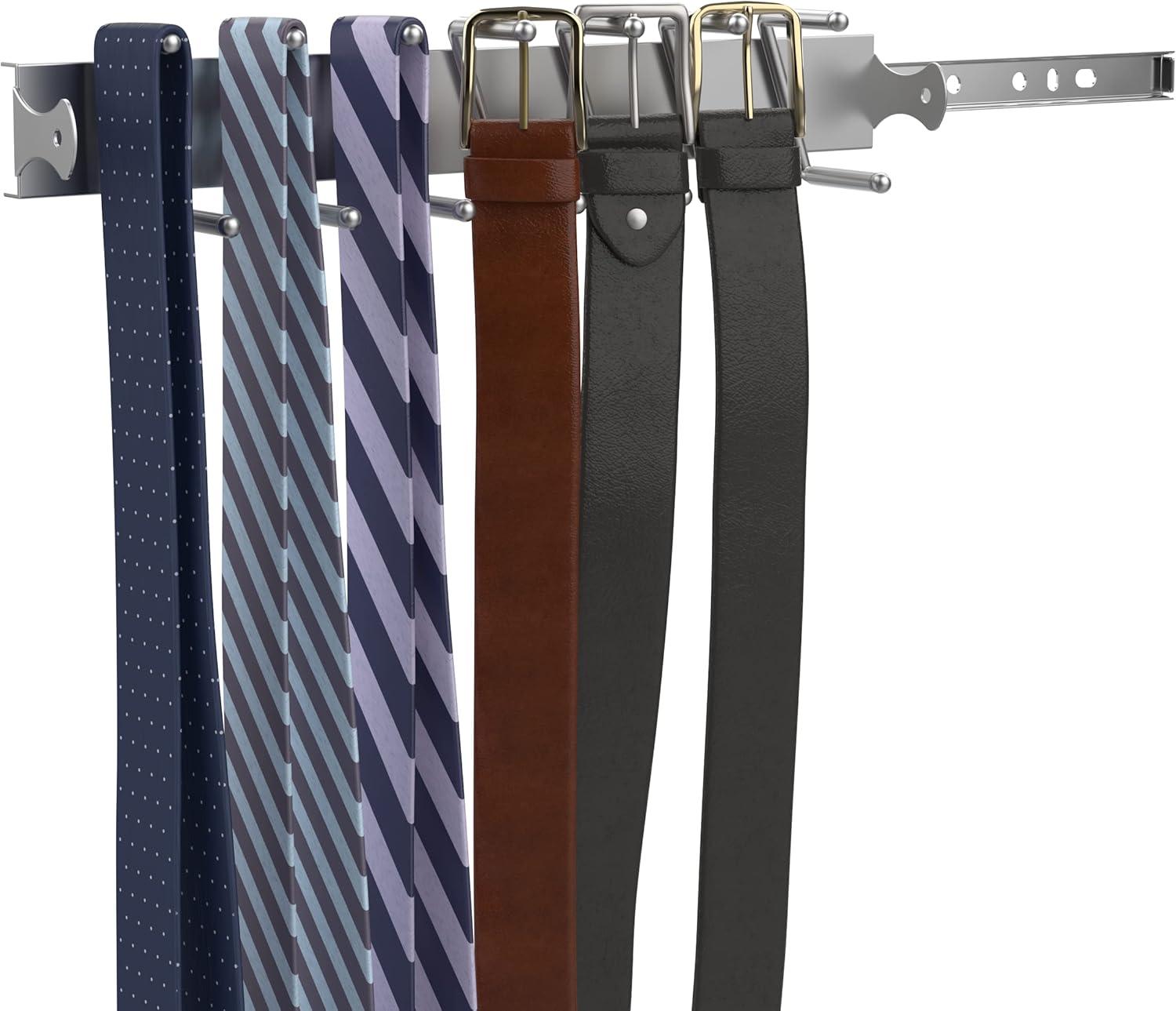 imageClosetMaid SuiteSymphony Tie Belt or Jewelry Rack Sliding Slide Out Closet Organizer 14 Hooks Wall Mount or Add On Accessory Satin NickelSatin Nickel