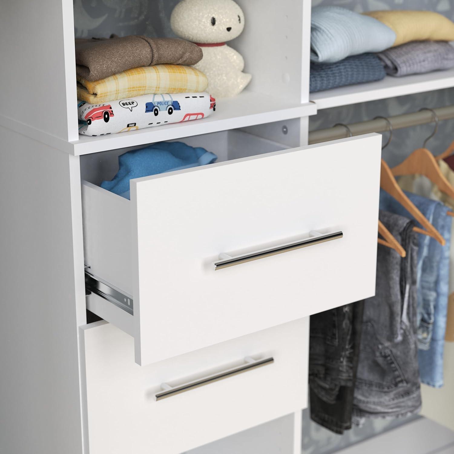 imageClosetMaid SuiteSymphony Wood Closet Drawer Add On Accessory Modern Style For Storage Closet Clothes 16 x 10 Size for 16 in Units Pure WhiteSatin NickelPure White