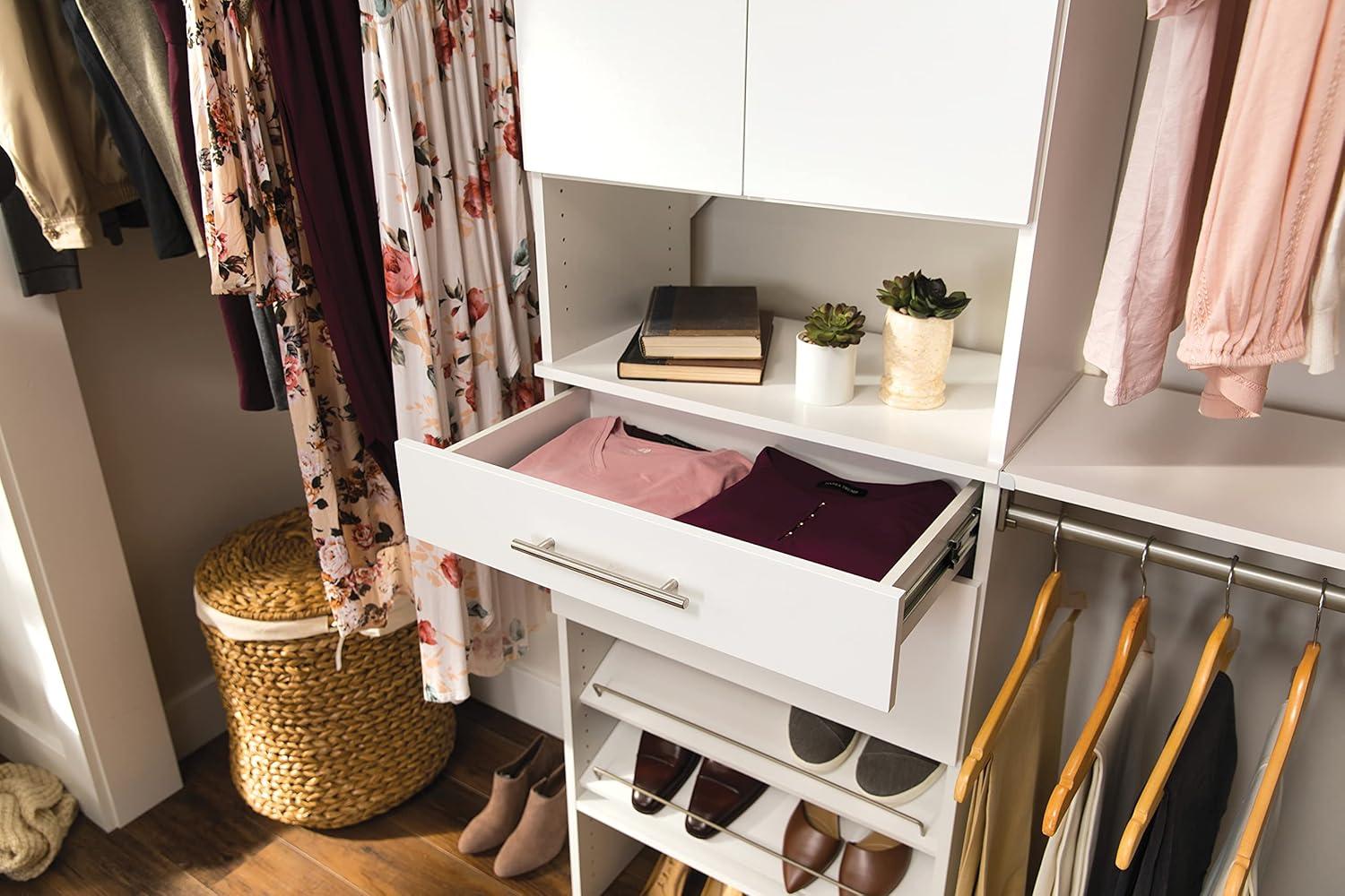 imageClosetMaid SuiteSymphony Wood Closet Drawer Add On Accessory Modern Style for Storage Closet Clothes 25 x 5 Size for 25 in Units Graphite GreySatin NickelPure White