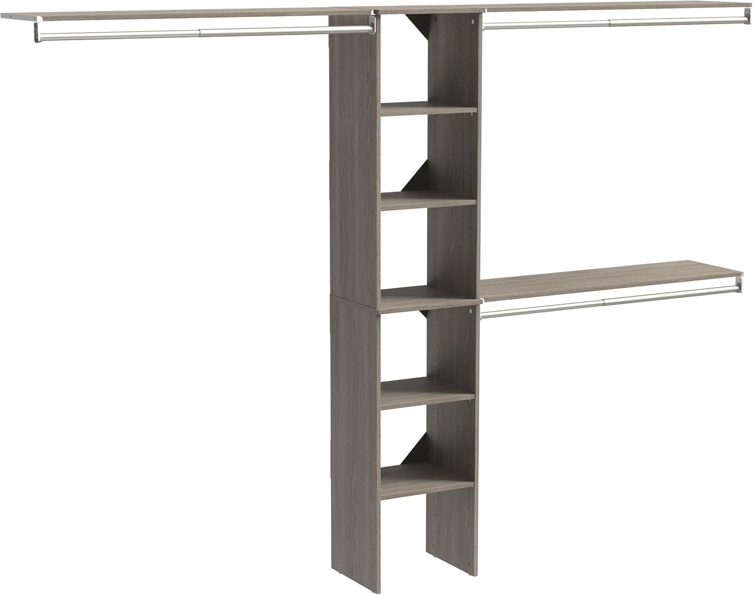 imageClosetMaid SuiteSymphony Wood Closet Organizer Starter Kit with Tower and 3 Hang Rods Shelves Adjustable Fits Spaces 4 9 ft Wide Graphite GreyGraphite Grey