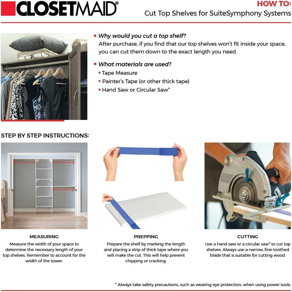 imageClosetMaid SuiteSymphony Wood Closet Organizer Starter Kit with Tower and 3 Hang Rods Shelves Adjustable Fits Spaces 4 9 ft Wide Graphite GreyPure White