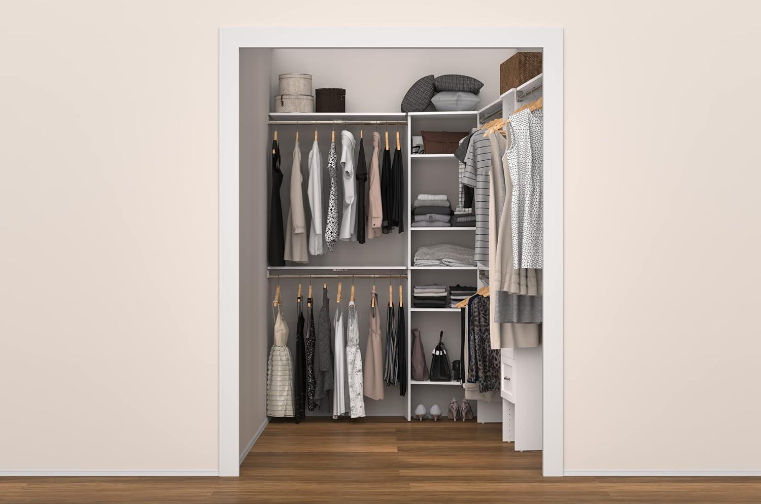 imageClosetMaid SuiteSymphony Wood Corner Shelf Unit 2 Shelves Adjustable Stacking For Storage Closet Clothes Shoes Dcor Pure White 4113quot X 1963quot X 3175quot Corner UnitPure White