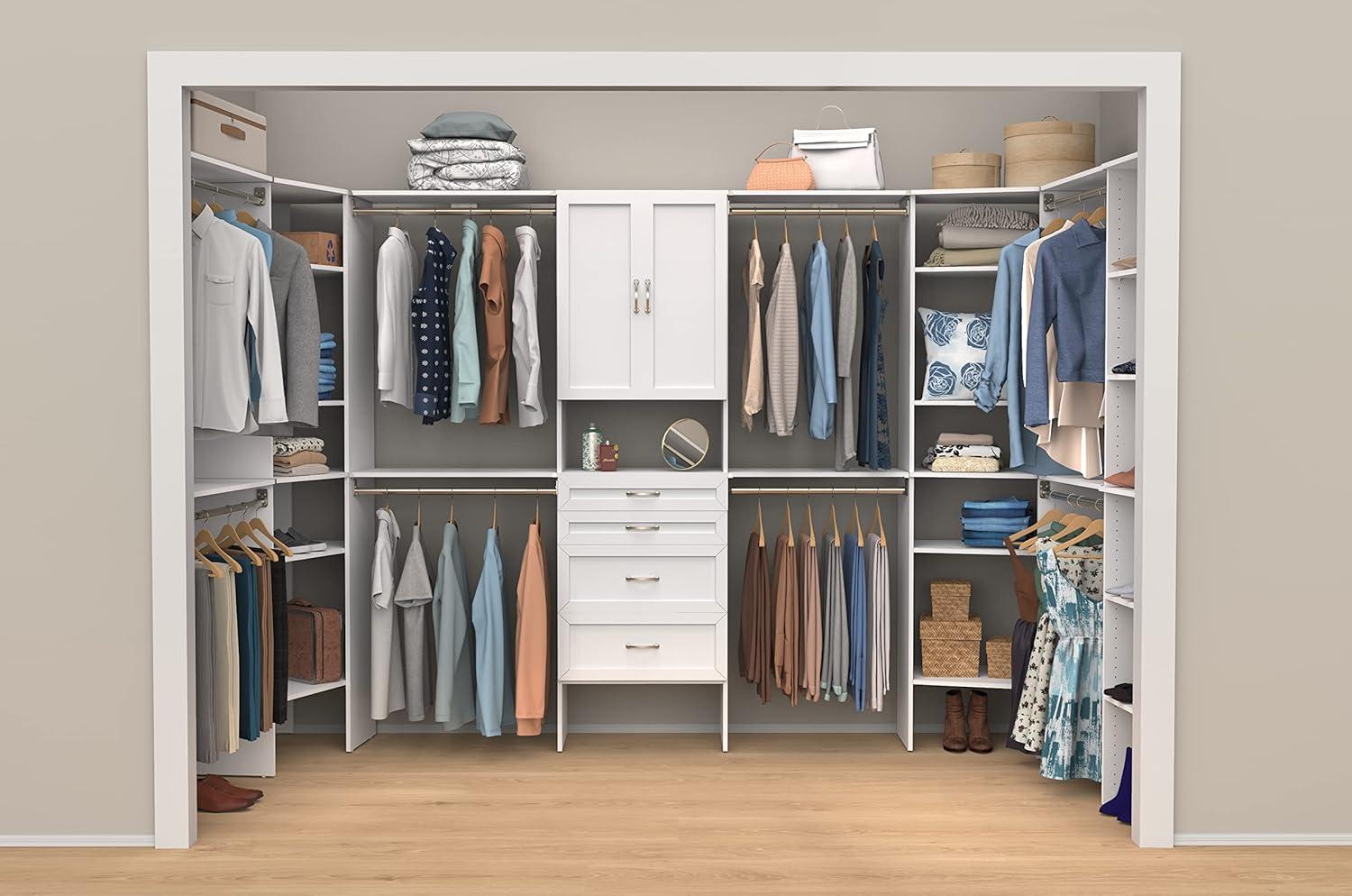 imageClosetMaid SuiteSymphony Wood Corner Shelf Unit 2 Shelves Adjustable Stacking For Storage Closet Clothes Shoes Dcor Pure White 4113quot X 1963quot X 3175quot Corner UnitPure White