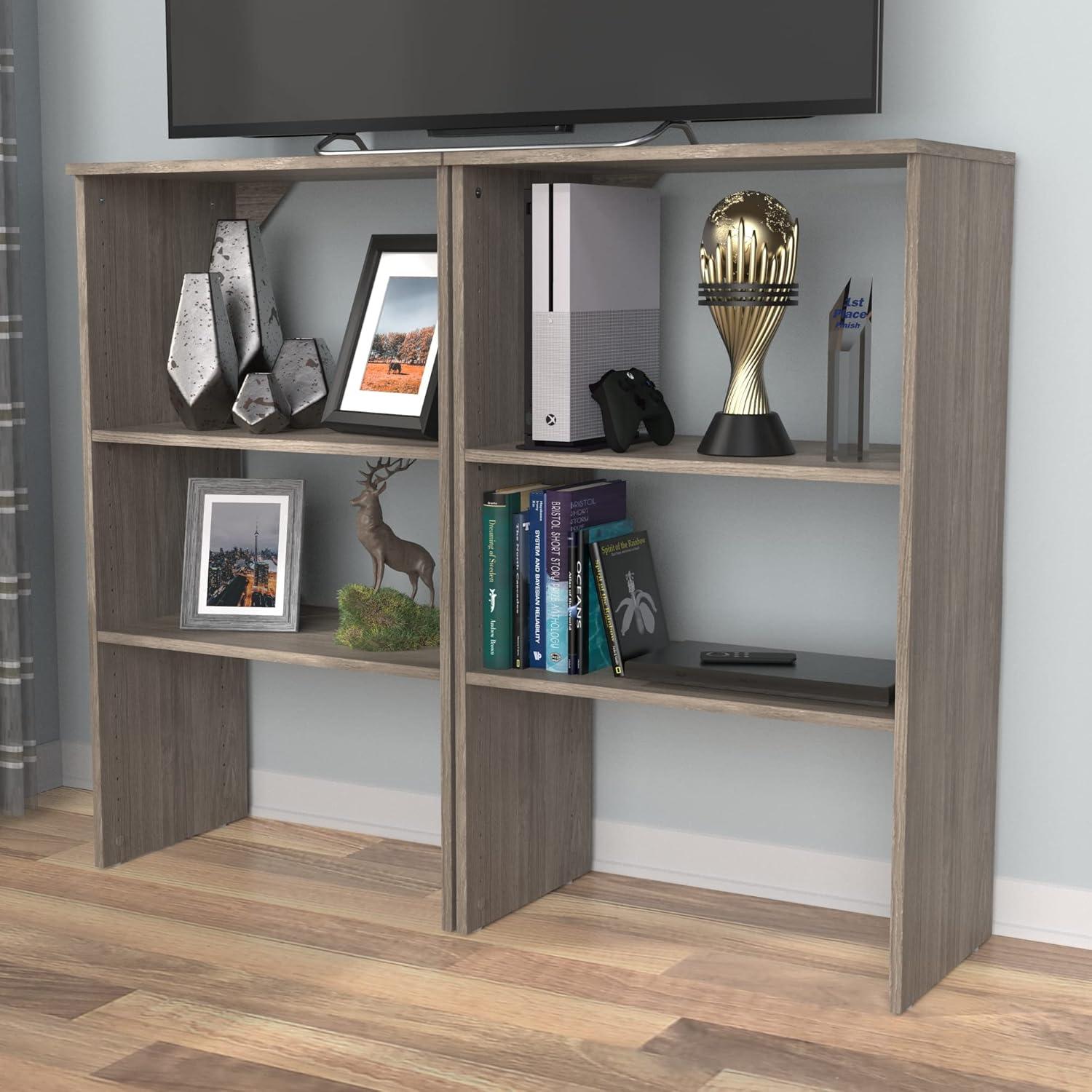 imageClosetMaid SuiteSymphony Wood Shelf Unit 2 Shelves Adjustable For Storage Closet Clothes Shoes Dcor TV Books Natural GrayGraphite Grey