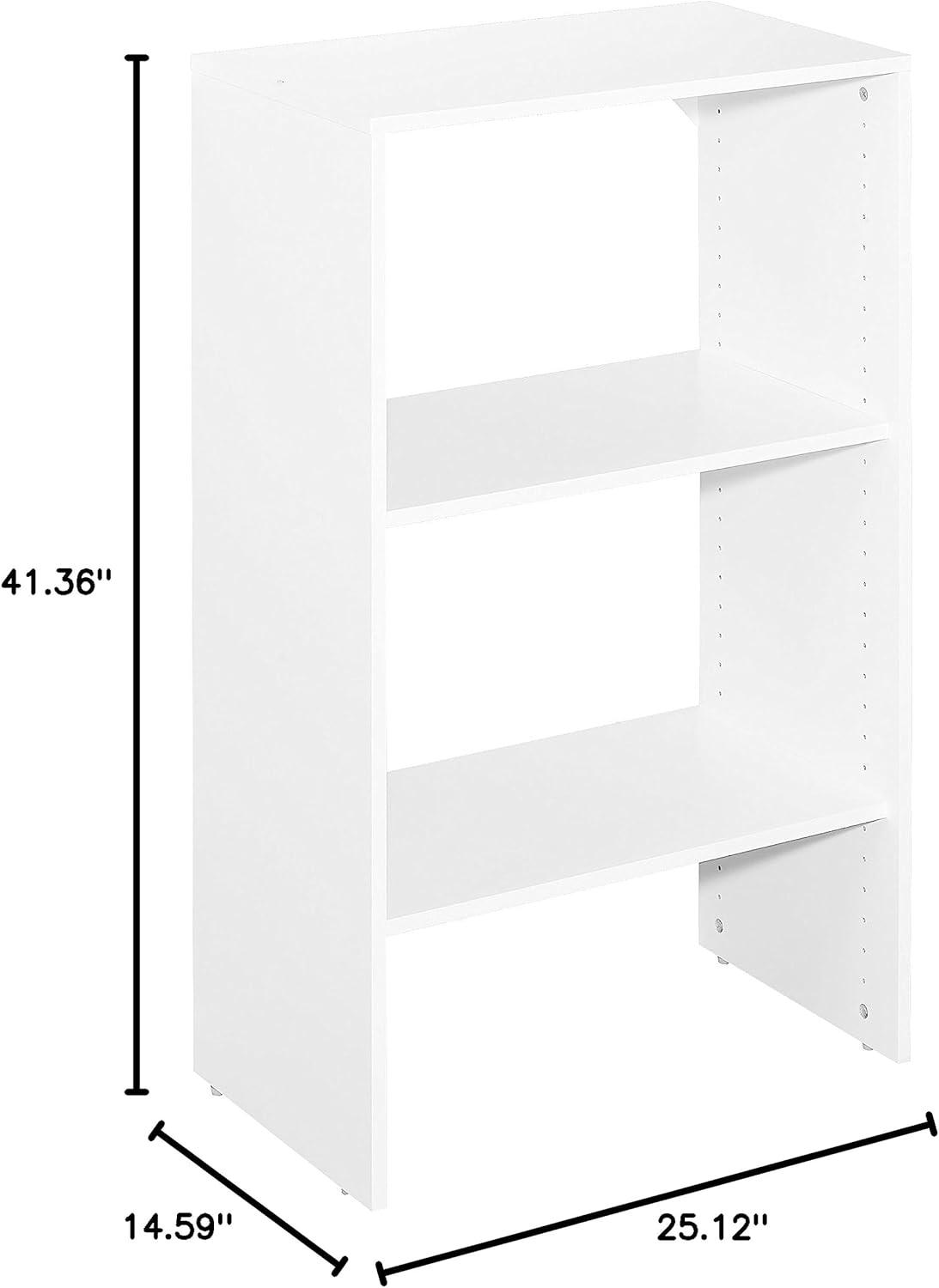 imageClosetMaid SuiteSymphony Wood Shelf Unit 2 Shelves Adjustable For Storage Closet Clothes Shoes Dcor TV Books Natural GrayPure White