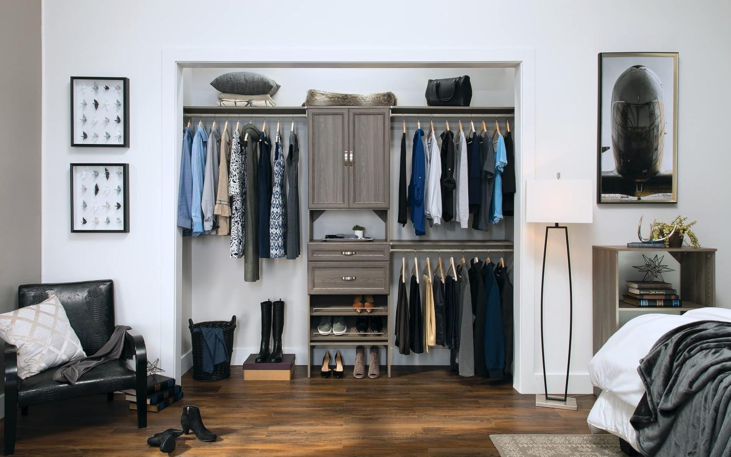 imageClosetMaid SuiteSymphony Wood Shoe Shelves Set Add On Accessory Angled Shoe Fence For 25 in Units Pure WhiteSatin NickelGraphite Grey