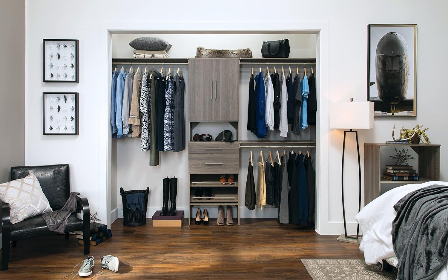 imageClosetMaid SuiteSymphony Wood Shoe Shelves Set Add On Accessory Angled Shoe Fence For 25 in Units Pure WhiteSatin NickelGraphite Grey