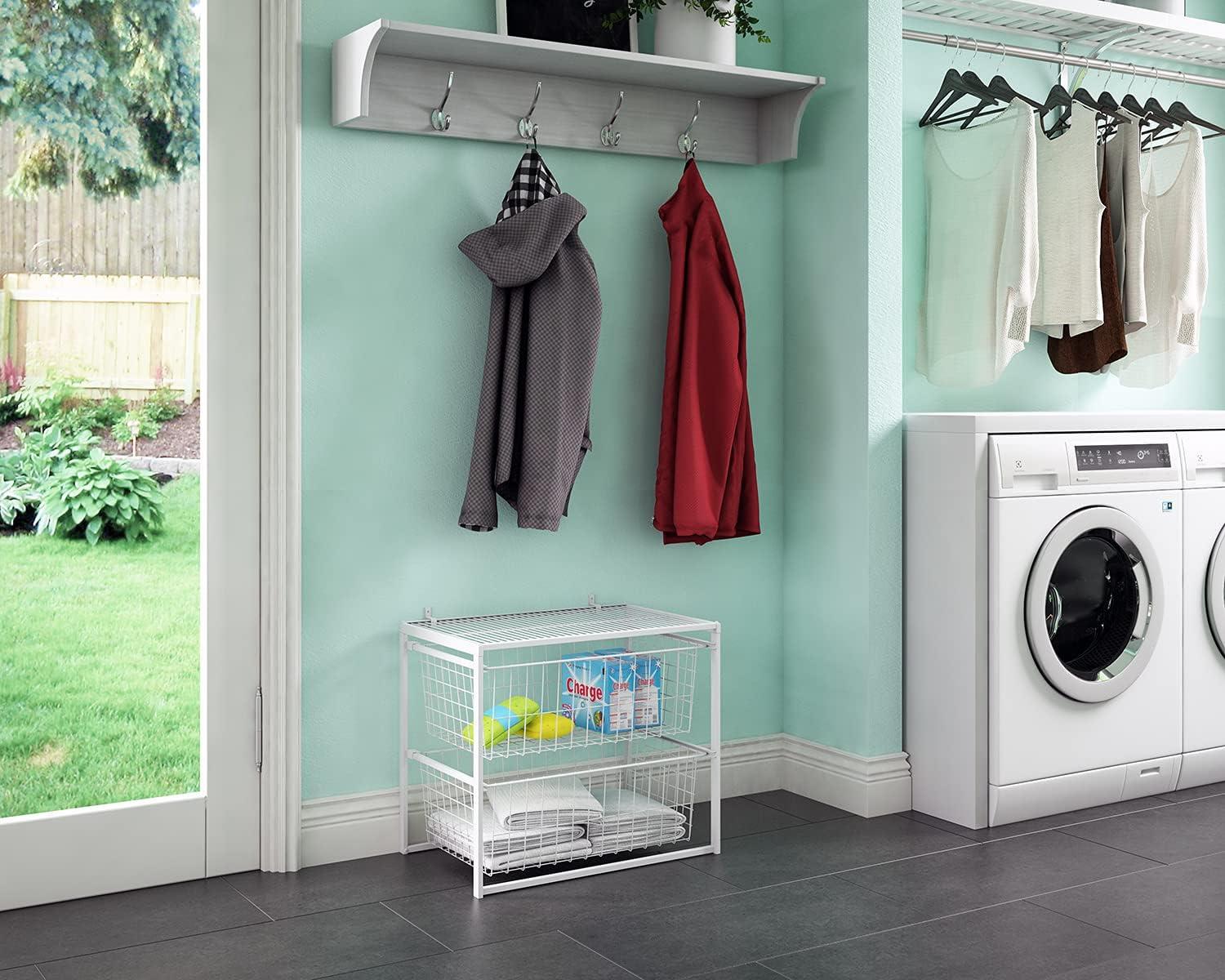 imageClosetMaid Wire Basket 2 Drawer Organizer Unit with Shelf for Pantry Closet Clothes Linens Sturdy Steel Easy Assembly White2Drawer