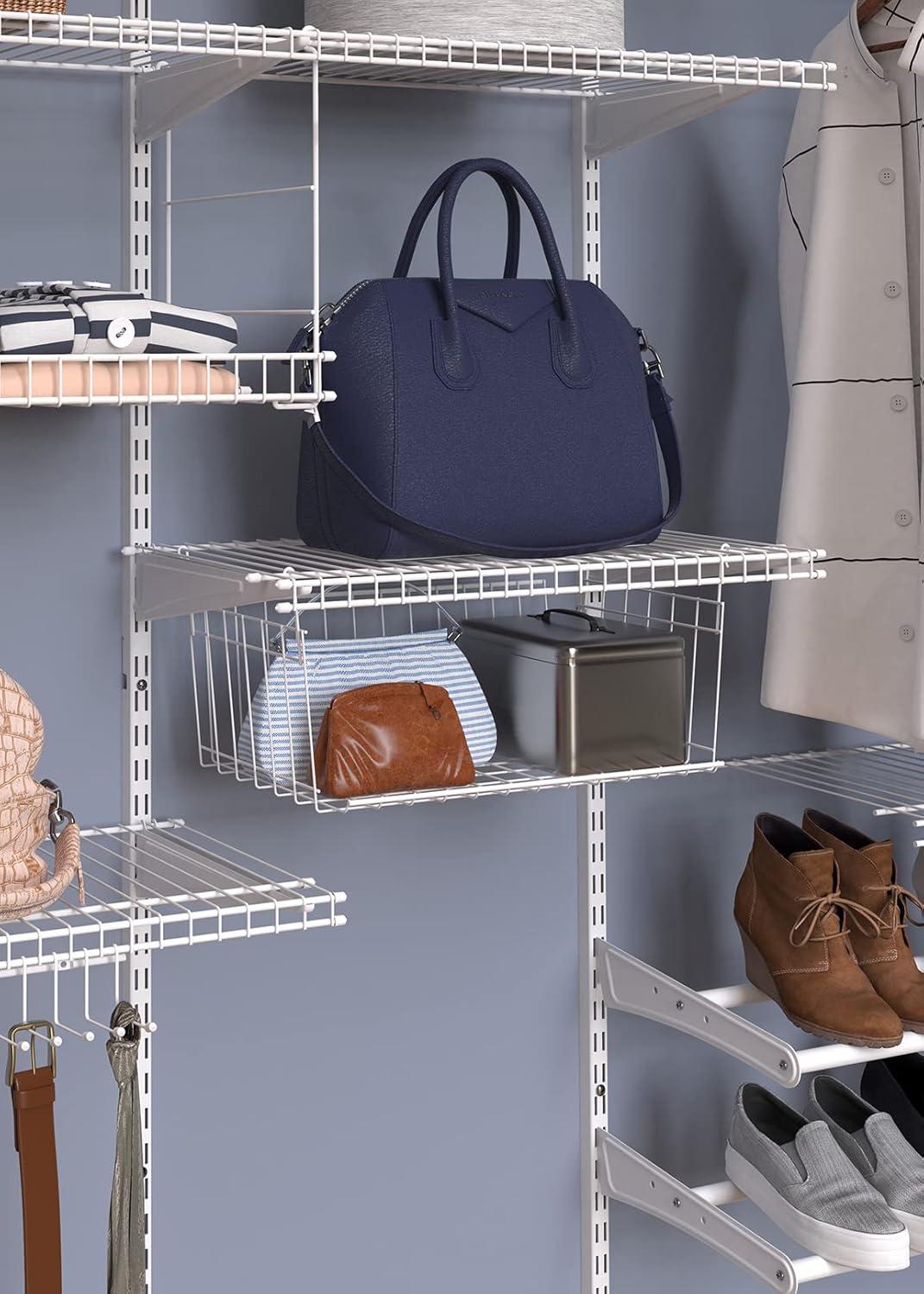 imageClosetMaid Wire Hanging Shelf Basket for Storage Organization in Closet or Pantry No Assembly or Installation Durable 1068quotD x 1839quotW x 799quotH WhiteItem Container