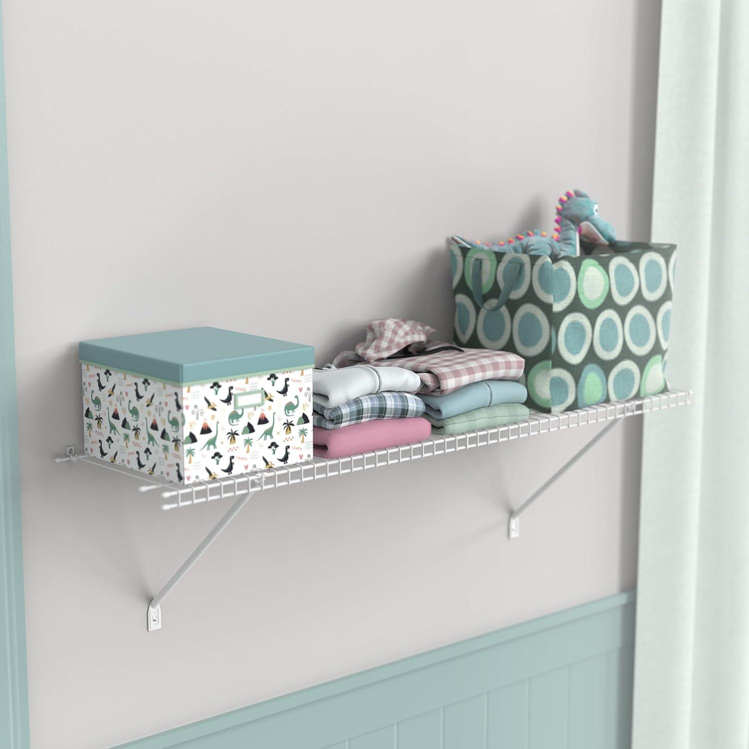 imageClosetMaid Wire Shelf Kit with Hardware 2 Ft Wide for Pantry Closet Laundry White Vinyl Finish4 ft