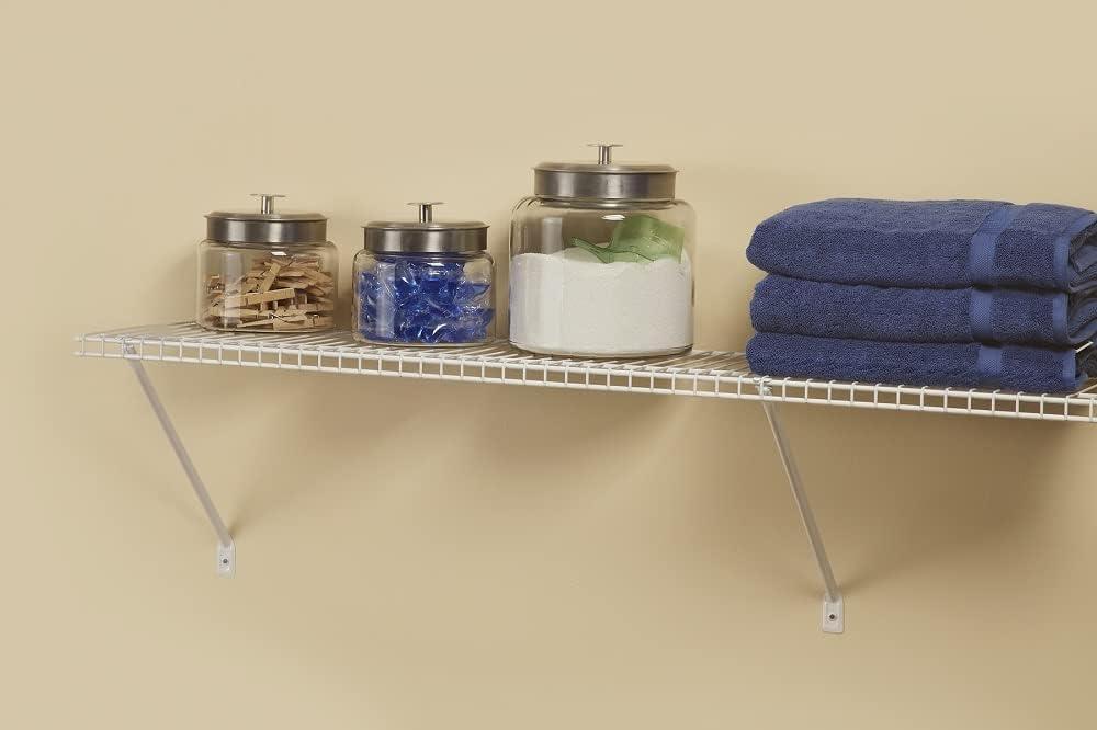 imageClosetMaid Wire Shelf Kit with Hardware 2 Ft Wide for Pantry Closet Laundry White Vinyl Finish4 ft