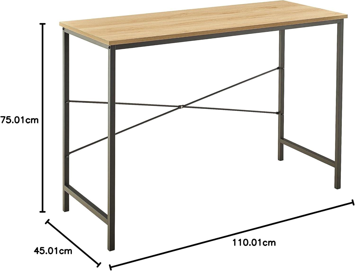 imageClosetMaid Writing Desk or Console Table for Office Entryway or Living Room Industrial Modern Design Wood with Black Metal Frame Natural FinishNatural