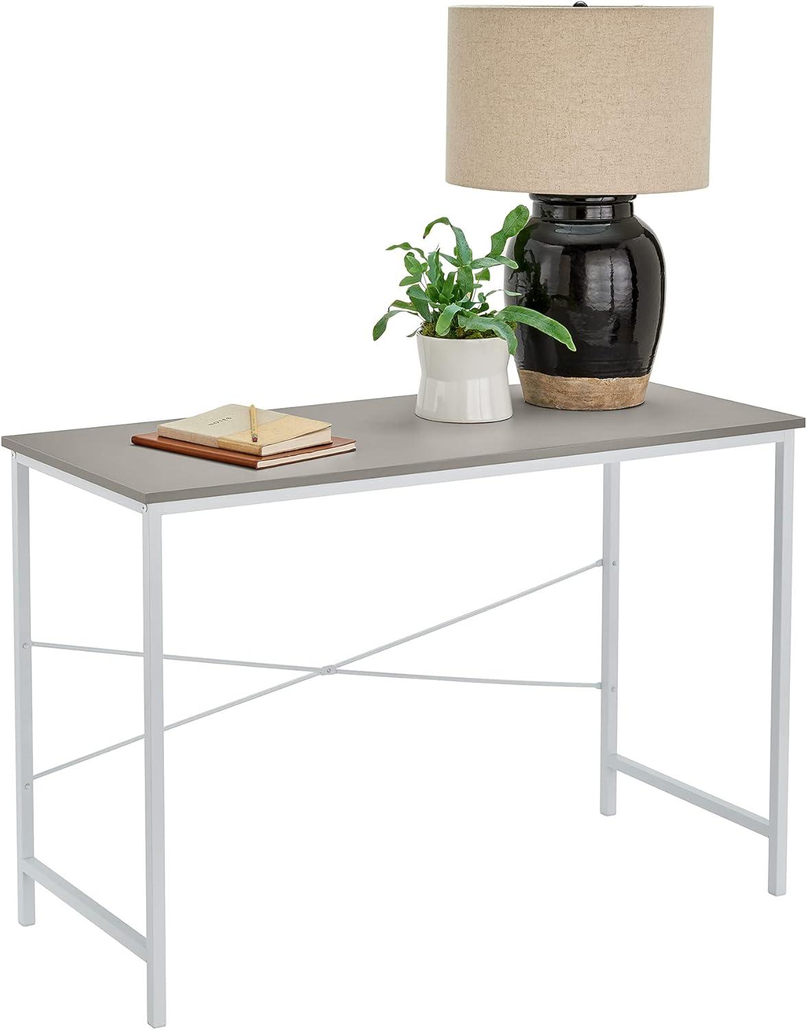 imageClosetMaid Writing Desk or Console Table for Office Entryway or Living Room Industrial Modern Design Wood with Black Metal Frame Natural FinishTaupe