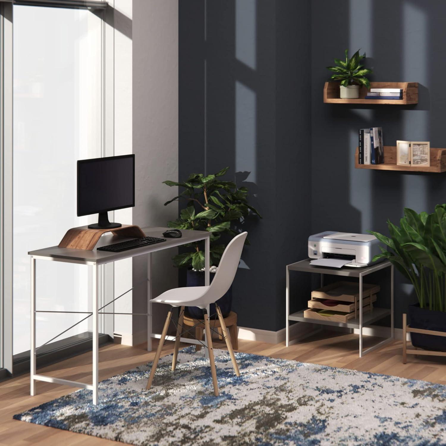 imageClosetMaid Writing Desk or Console Table for Office Entryway or Living Room Industrial Modern Design Wood with Black Metal Frame Natural FinishTaupe