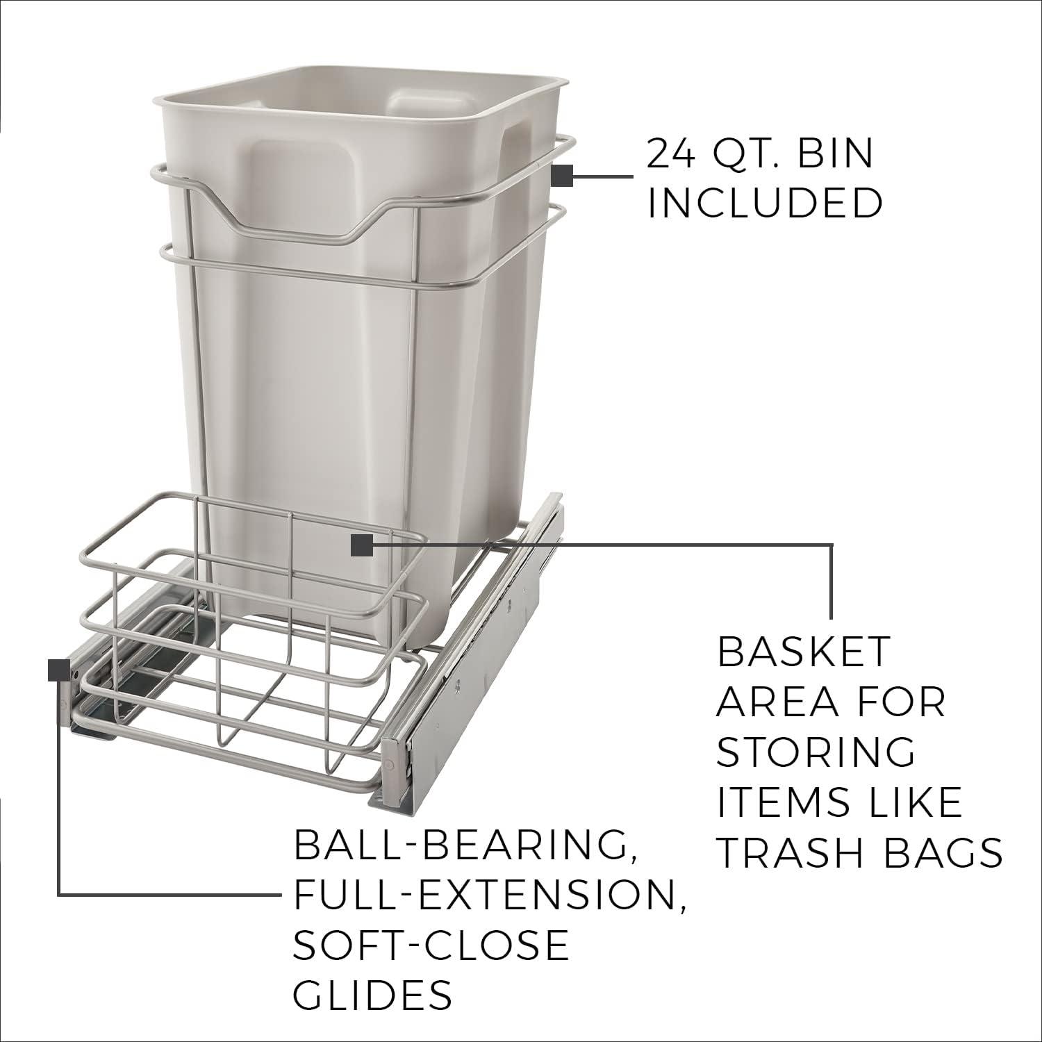 imageClosetMaidAlloy steel 32105 Premium Wide 3Tier Compact Kitchen Cabinet PullOut Basket12 liters 875Inch24Quart PullOut Trash Bin
