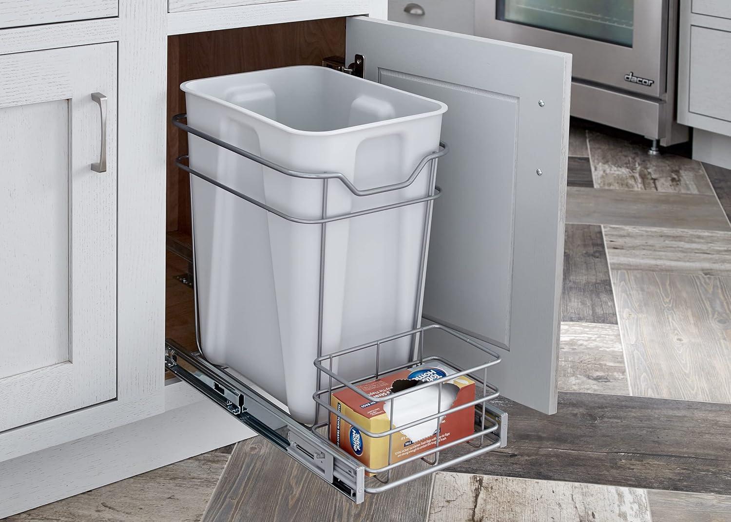 imageClosetMaidAlloy steel 32105 Premium Wide 3Tier Compact Kitchen Cabinet PullOut Basket12 liters 875Inch24Quart PullOut Trash Bin