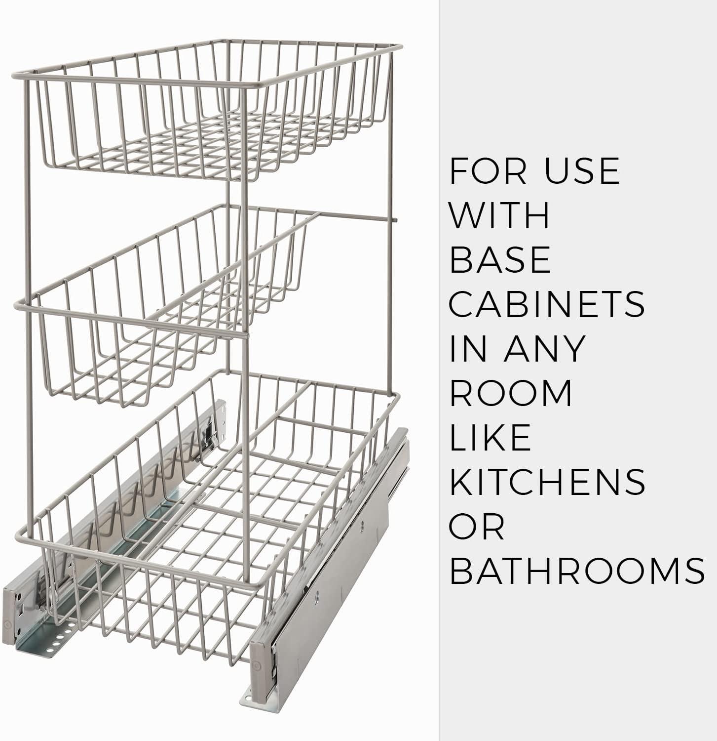 imageClosetMaidAlloy steel 32105 Premium Wide 3Tier Compact Kitchen Cabinet PullOut Basket12 liters 875Inch875Inch 3Tier Compact PullOut Basket