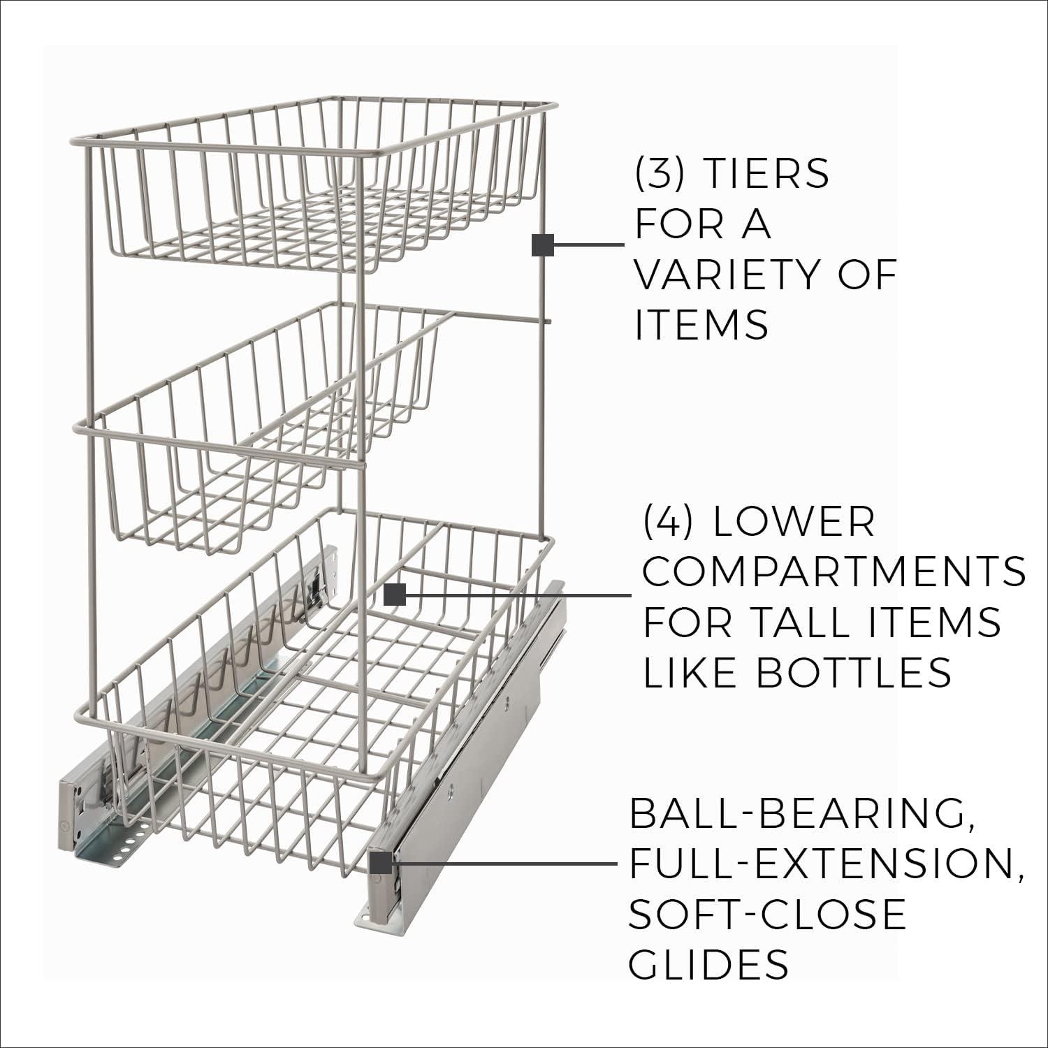 imageClosetMaidAlloy steel 32105 Premium Wide 3Tier Compact Kitchen Cabinet PullOut Basket12 liters 875Inch875Inch 3Tier Compact PullOut Basket