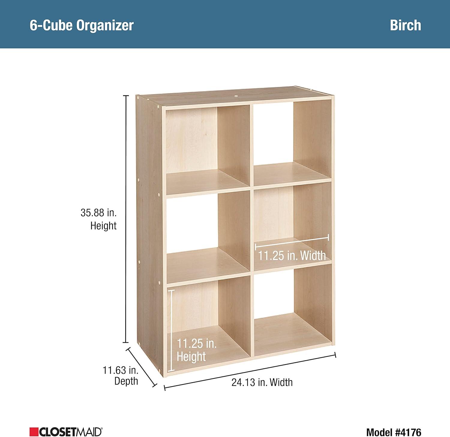 imageClosetmaid Decorative Home Stackable 6 Cube Cubeicals Organizer Storage Bookcase with Hardware for Office Home and Closet WhiteBirch