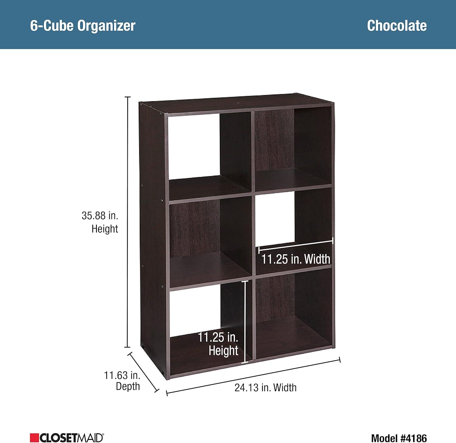 imageClosetmaid Decorative Home Stackable 6 Cube Cubeicals Organizer Storage Bookcase with Hardware for Office Home and Closet WhiteChocolate